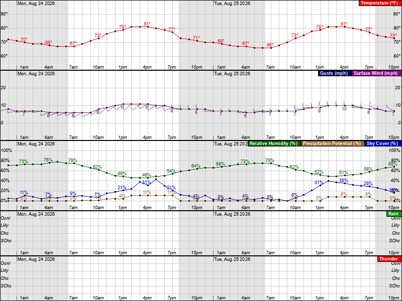 National Weather Service meteogram for the next several days