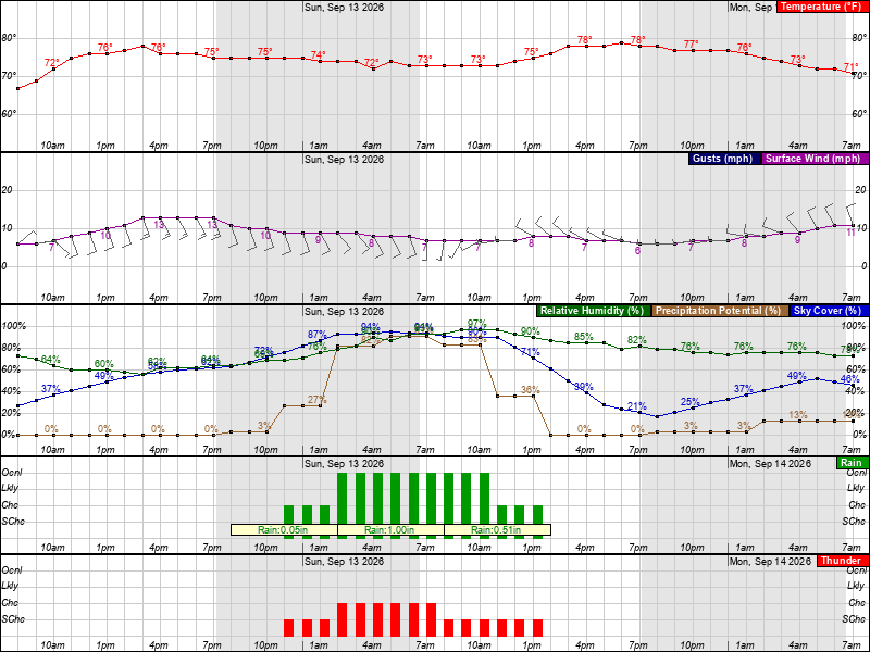 National Weather Service meteogram for the next several days