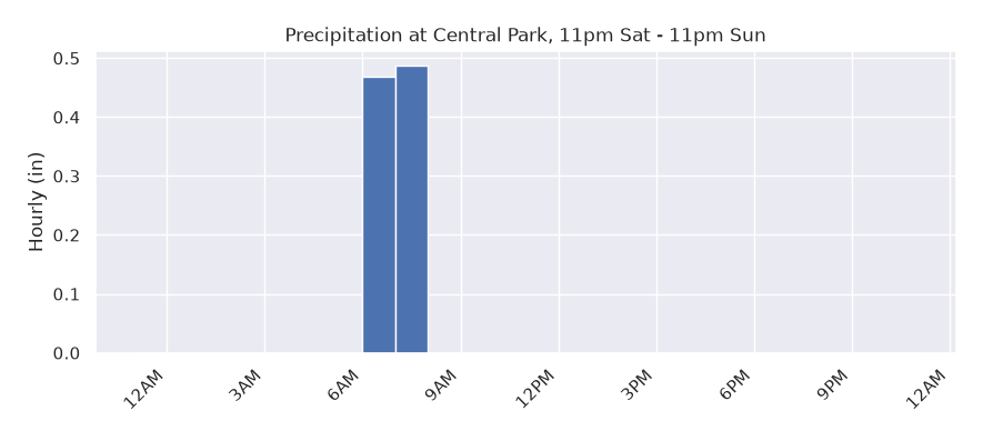 Hourly precipitation over the last 24 hours